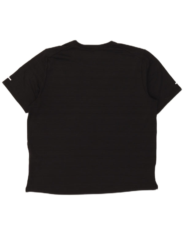 Tricou pentru bărbați Nike Dri Fit Top mare, negru, poliester cu dungi