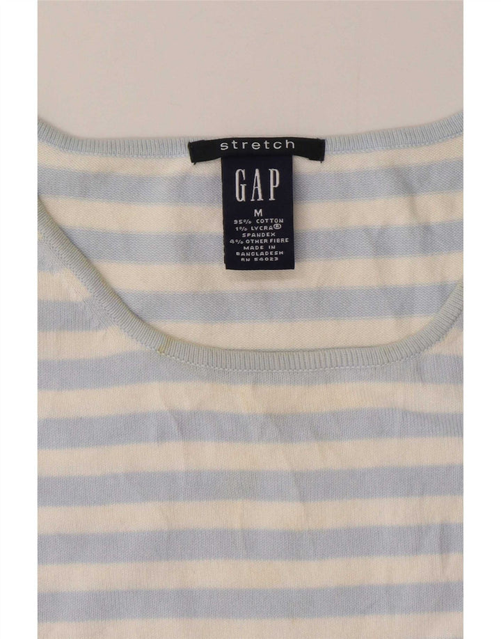 Gap Womens Vest Tank Top UK 12 Medium Blue Striped Bumbac