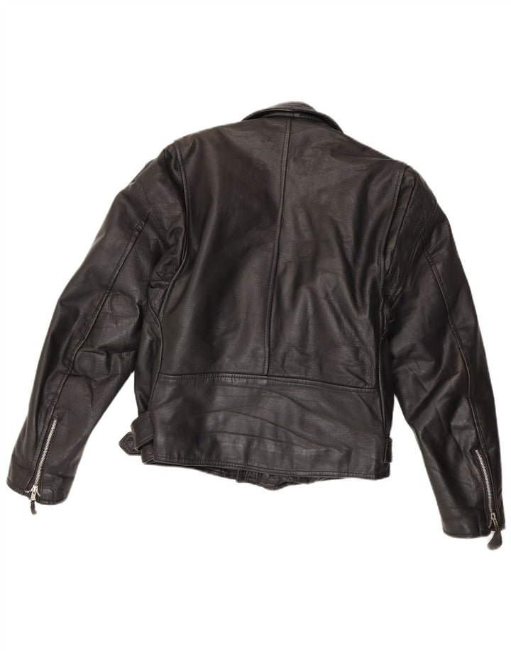 Jachetă de motociclist din piele vintage pentru bărbați IT 44 XS negru