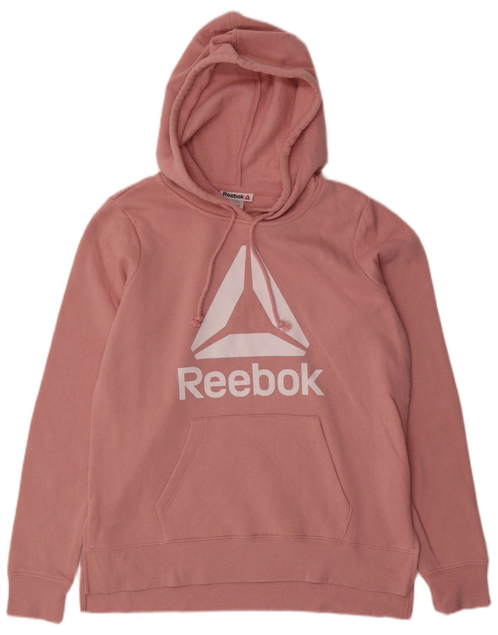 Reebok Pulover cu capota cu grafic pentru femei UK 14, bumbac roz mediu