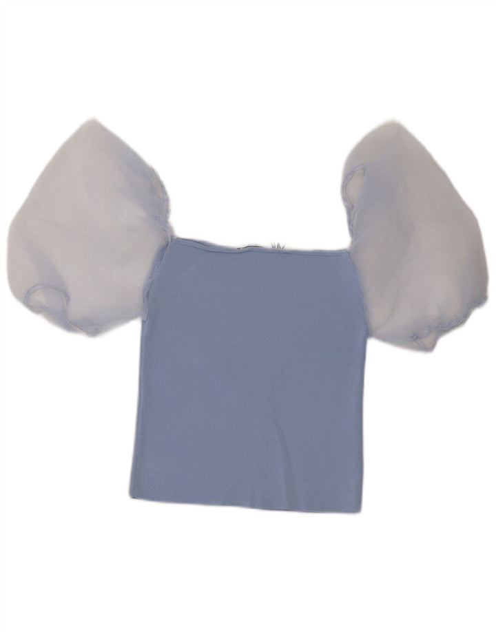 Top cu umeri decupați pentru femei Zara UK 12, albastru mediu, color block