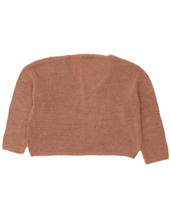 Pulover cu decolteu în V supradimensionat pentru femei Zara UK 14 maro mediu acrilic