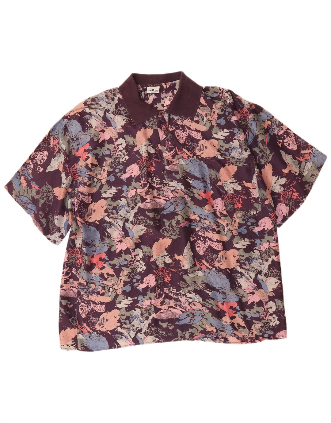 Cămașă Vintage Pulover Bărbați IT 52 Mătase Florală Multicoloră Mare