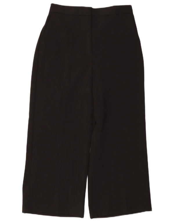 Pantaloni tăiați pentru femei cu talie înaltă Zara, cu picioare largi, L30 L24, Negri