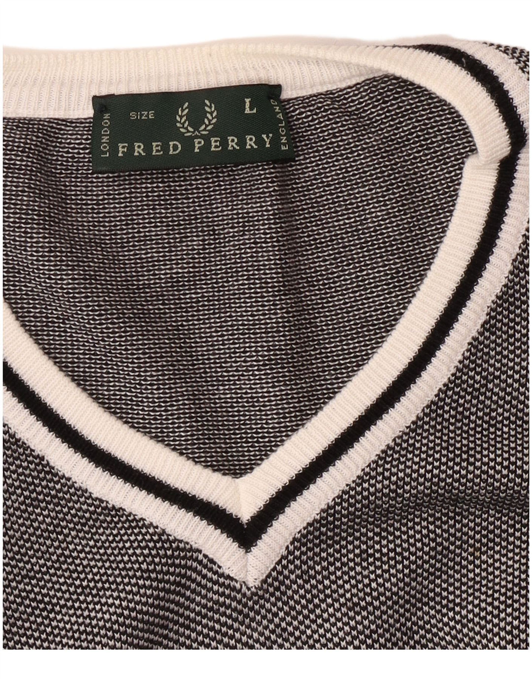 Pulover cu decolteu în V Fred Perry pentru bărbați, mare, negru