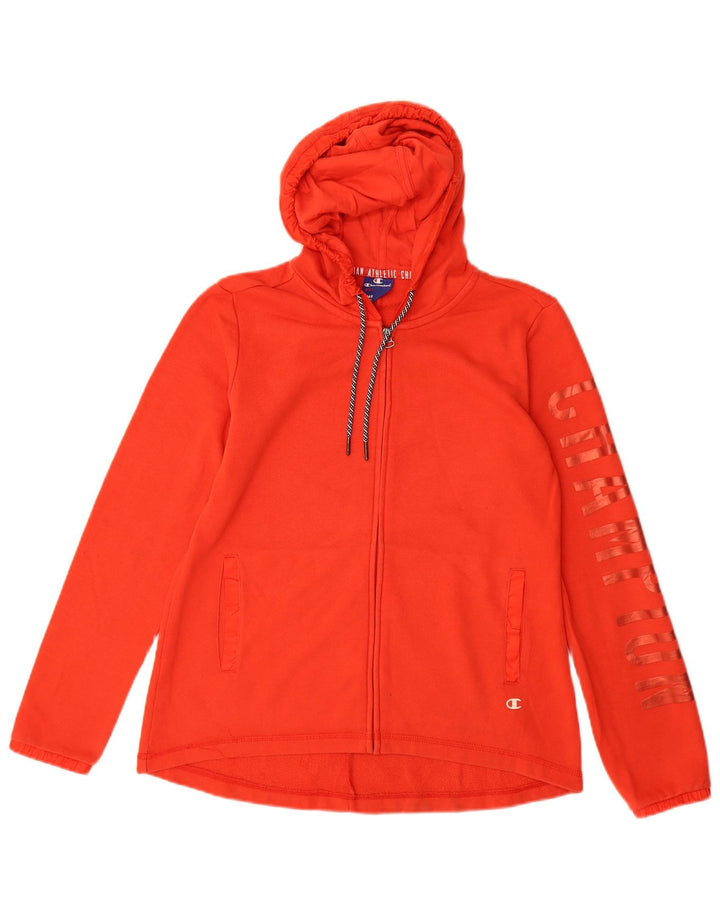 Pulover cu capotă cu fermoar și grafic Champion pentru femei UK 14 Medium Red