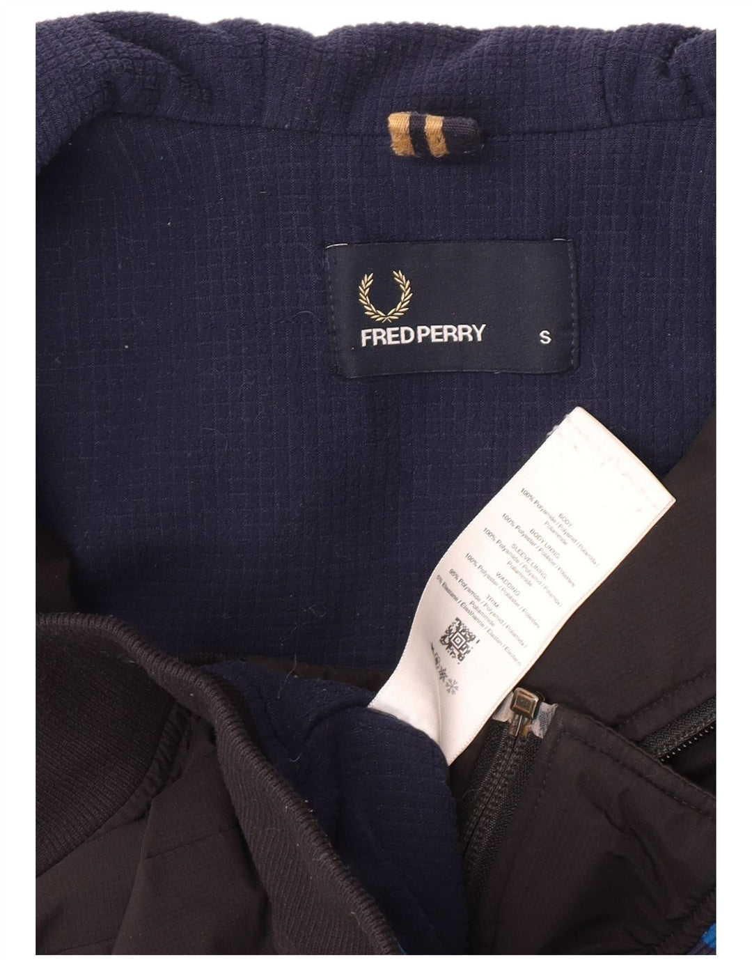 Jachetă bomber cu glugă pentru bărbați Fred Perry UK 36 Poliamidă neagră mică