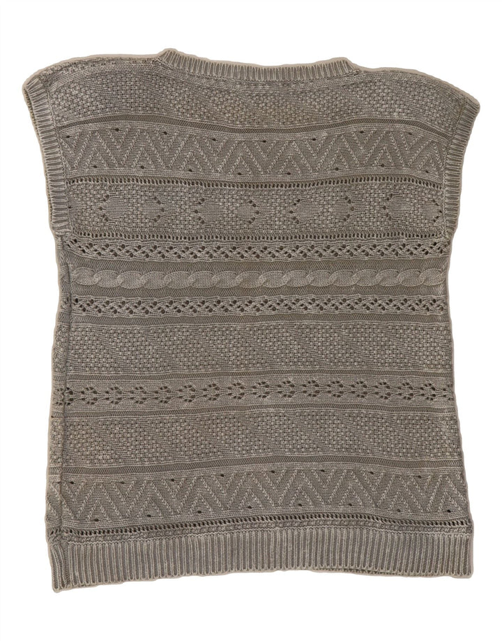 TOGETHER Womens Short Sleeve Boat Neck Jumper Sweater EU 36 Small Grey Vintage Together and Second-Hand Together from Messina Hembry 