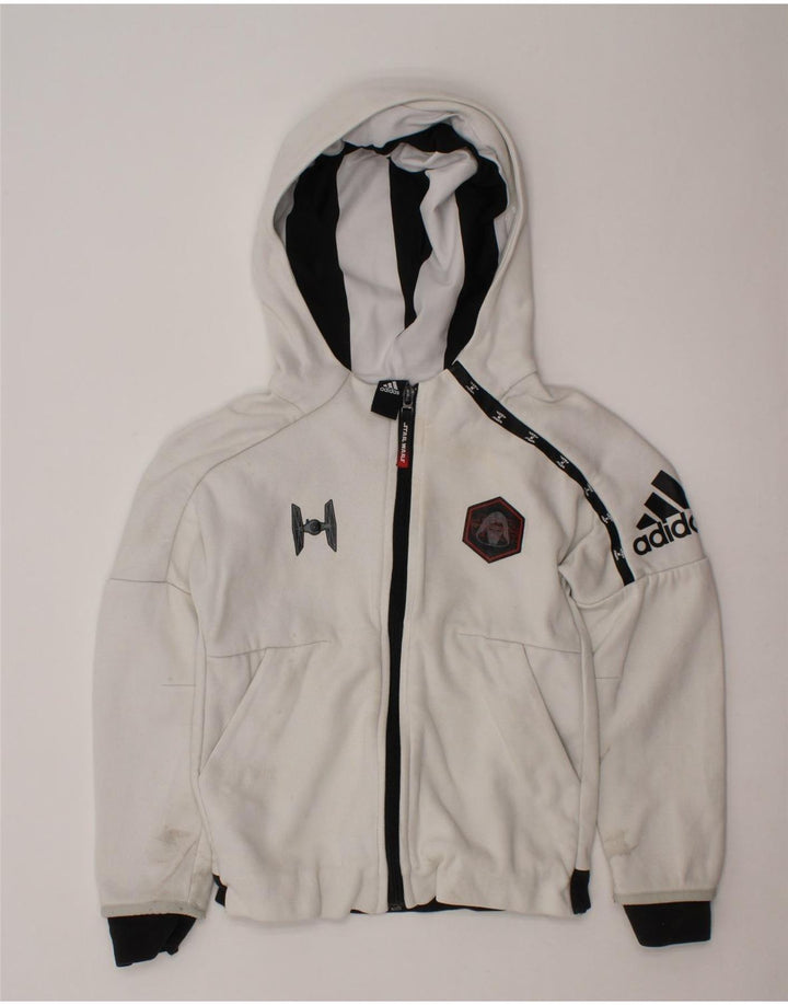 Pulover ADIDAS Star Wars pentru băieți, cu fermoar, 3-4 ani, alb, bloc de culoare