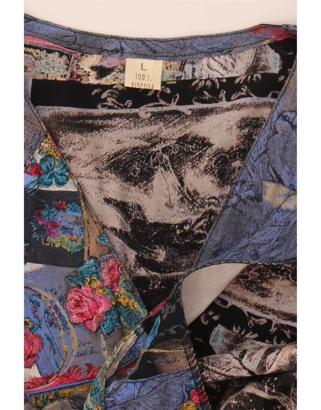 Bluză de cămașă vintage pentru femei UK 16 mare, multicoloră, mozaic