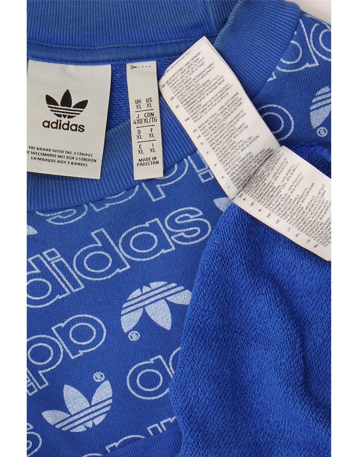 Hanorac grafic pentru bărbați Adidas Jumper XL, bumbac, albastru