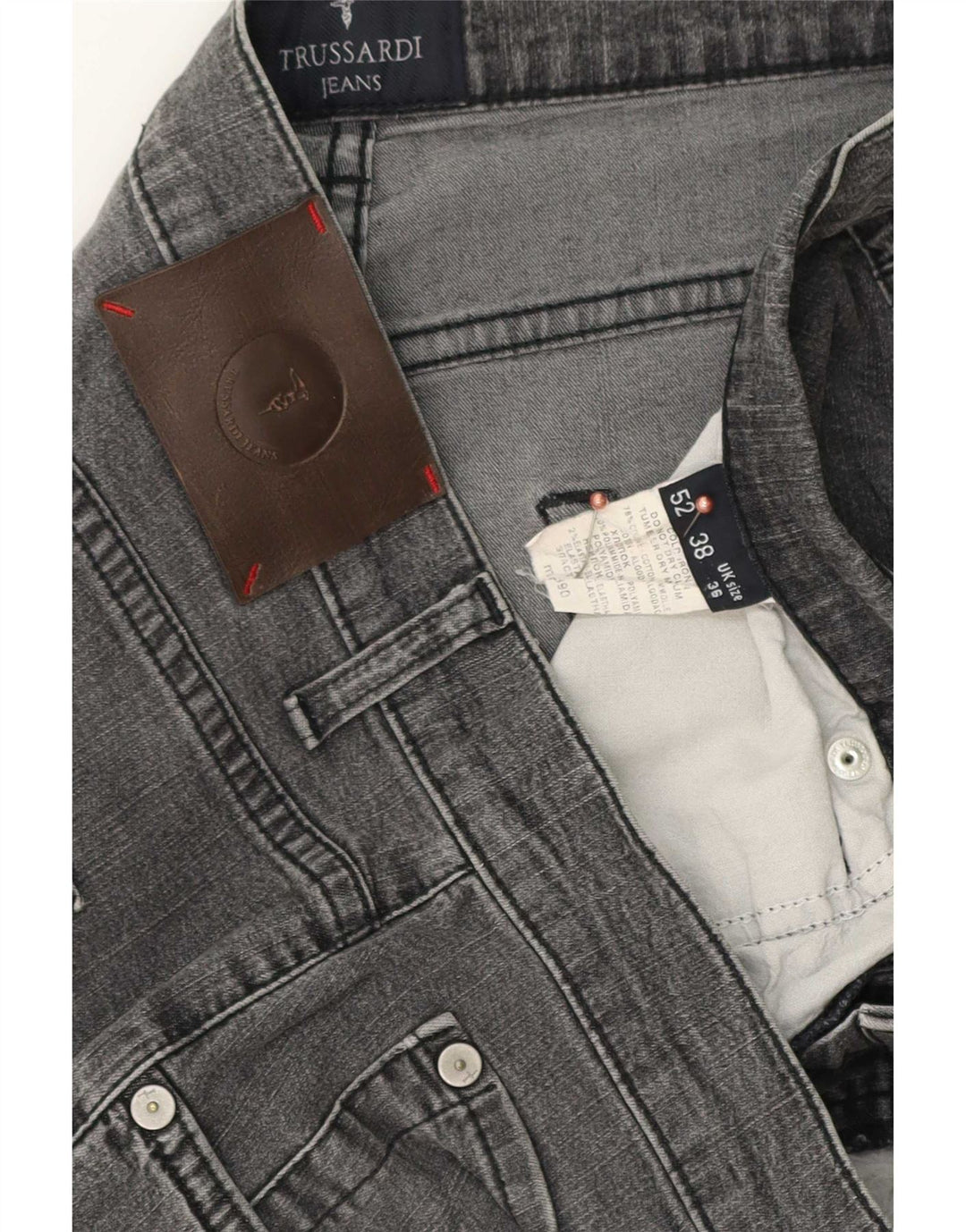 Trussardi blugi drepti pentru bărbați W36 L34 bumbac gri