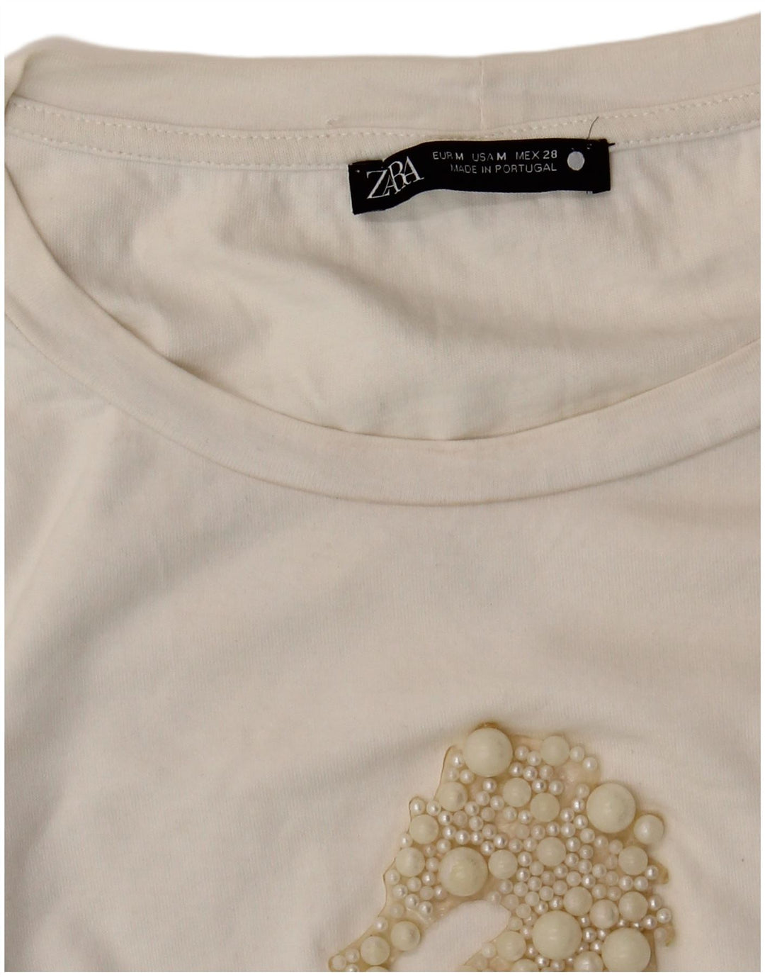 ZARA Womens Graphic T-Shirt Top UK 14 Medium White