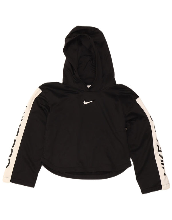 Pulover Nike pentru fete Graphic Crop Hoodie 12-13 ani, mare, negru, colorblock
