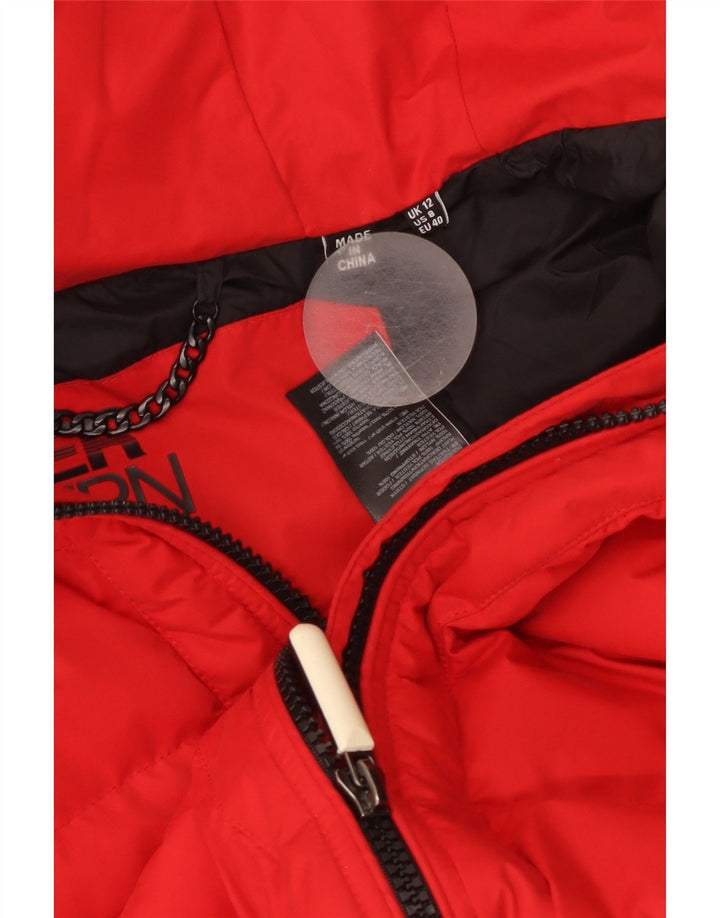 Jachetă căptușită cu glugă Superdry pentru femei UK 12 Medium Red Nylon