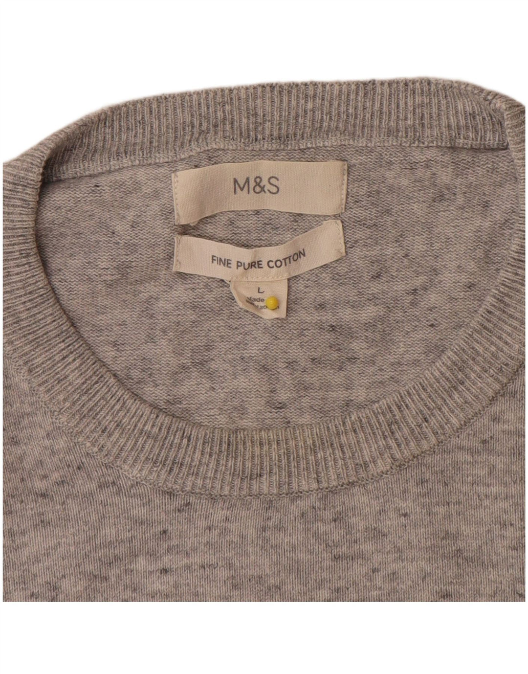 Pulover pentru bărbați Marks & Spencer cu gât roșu, bumbac cu pete mare, gri