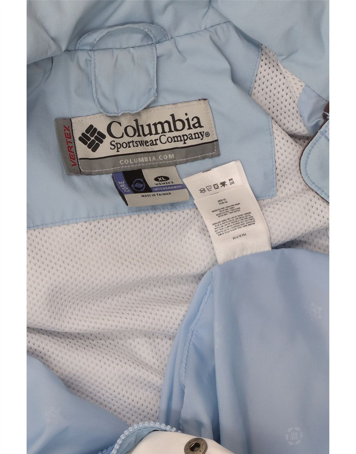 COLUMBIA Jachetă de ploaie supradimensionată cu glugă pentru femei UK 18 XL Albastru Colorblock