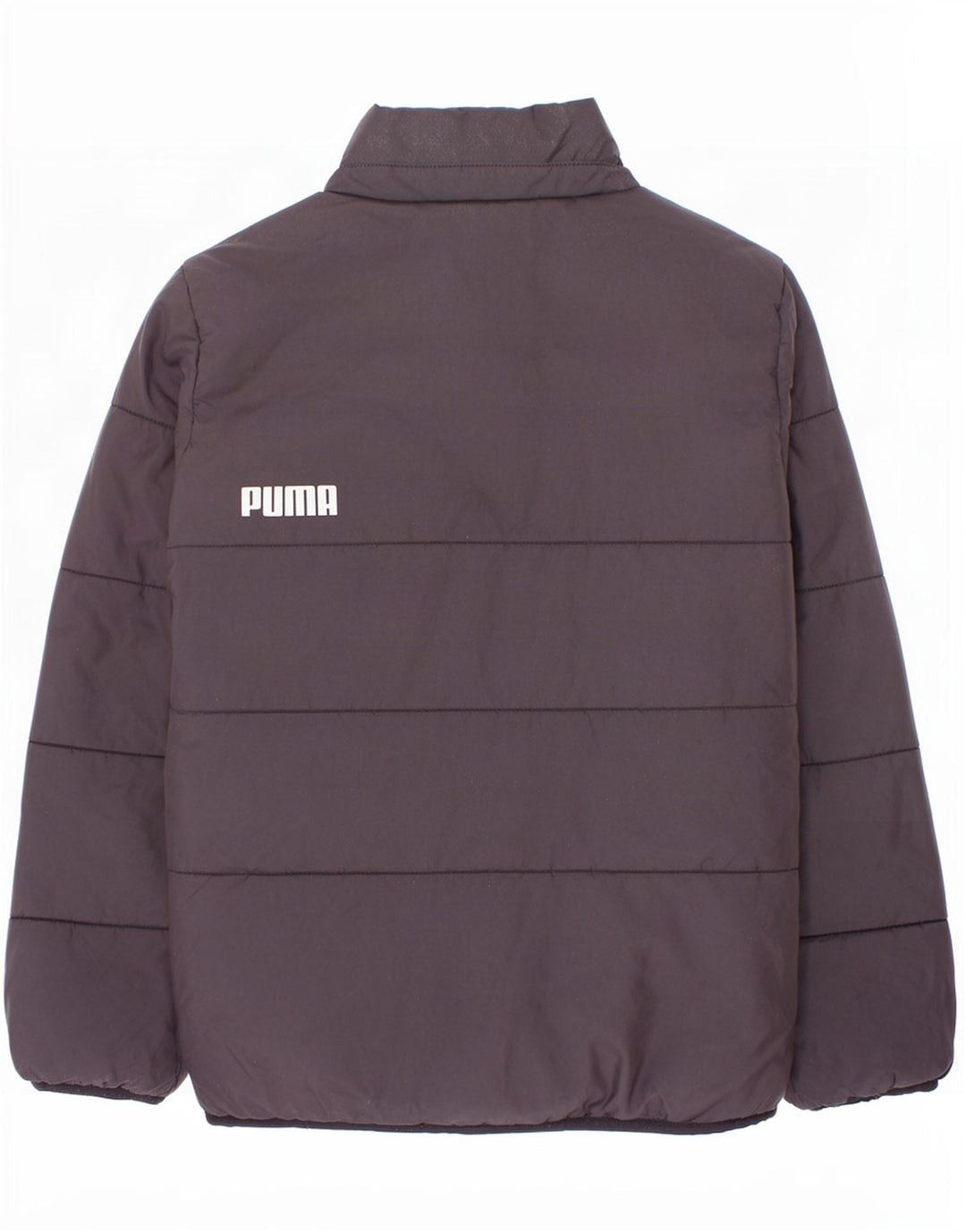 Jachetă căptușită cu grafică Puma pentru băieți 9-10 ani, poliester negru