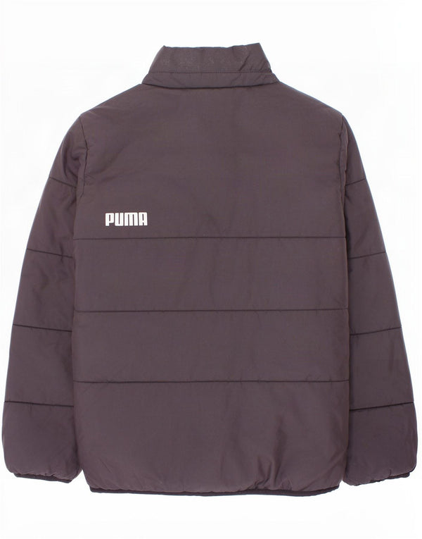 Jachetă căptușită cu grafică Puma pentru băieți 9-10 ani, poliester negru