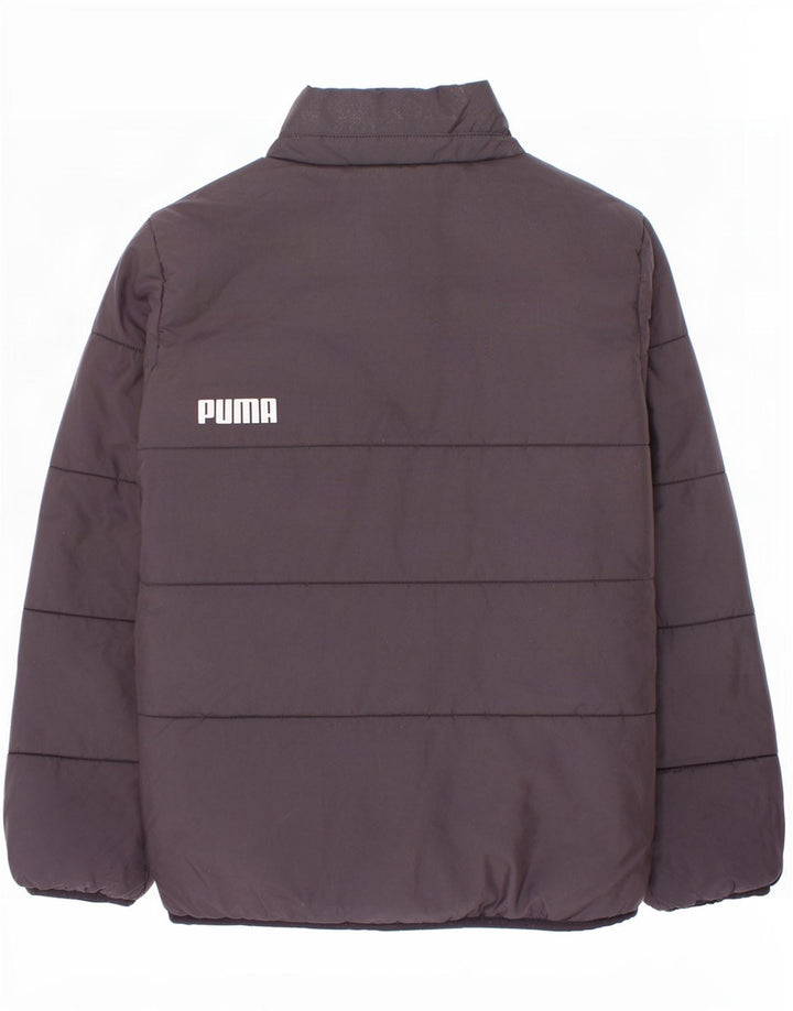Jachetă căptușită cu grafică Puma pentru băieți 9-10 ani, poliester negru