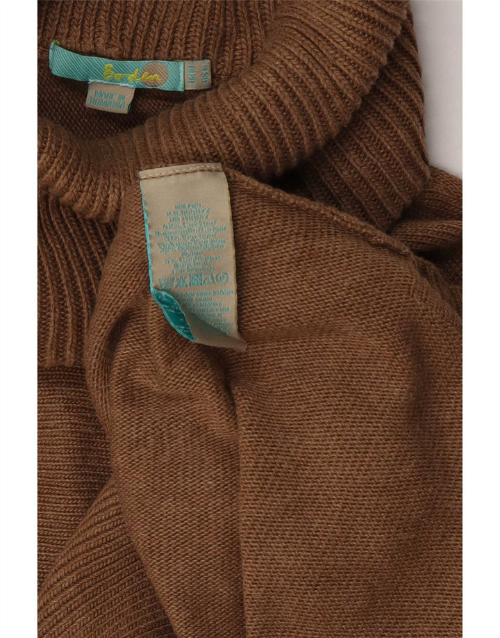 Pulover Boden pentru femei, supradimensionat, cu gât rulat, bumbac maro mic UK 10