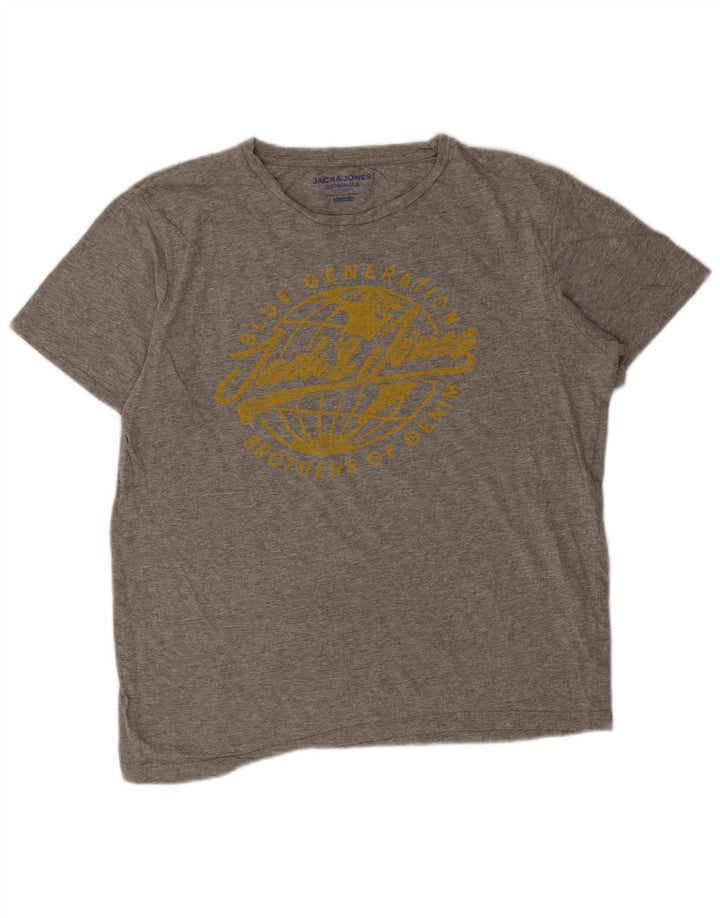 Tricou cu grafic Jack & Jones pentru bărbați, cu croială obișnuită, Top mediu gri cu pete