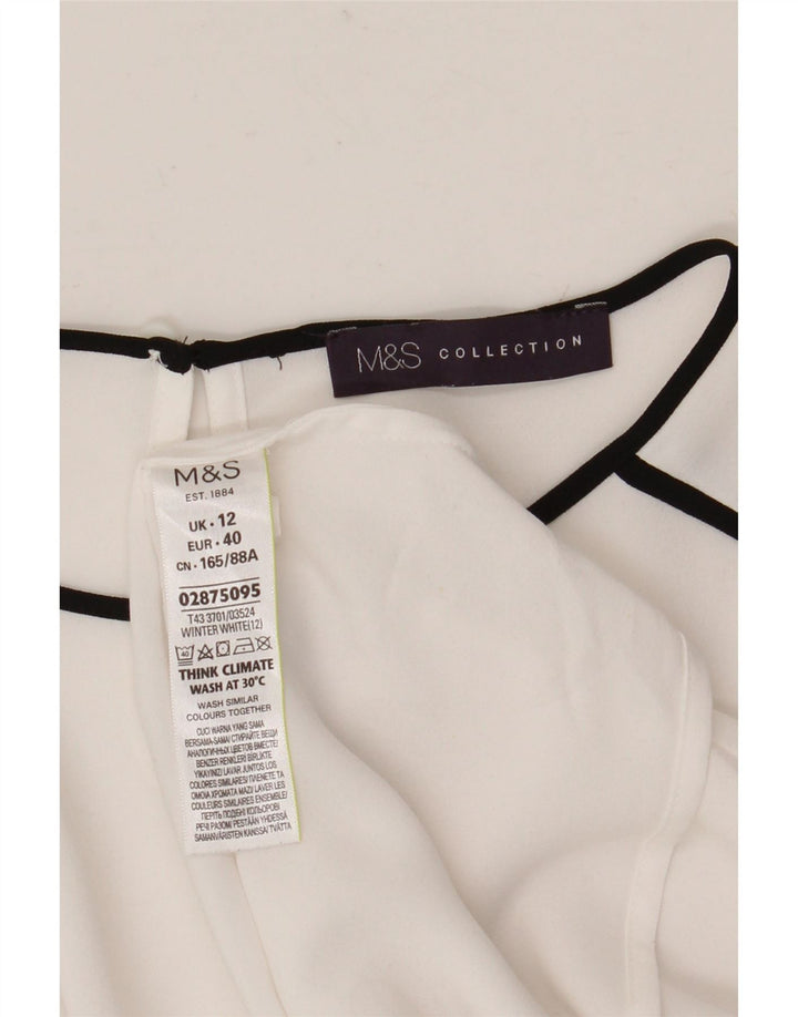 Bluză cu mânecă lungă pentru femei Marks & Spencer UK 12 Poliester alb mediu