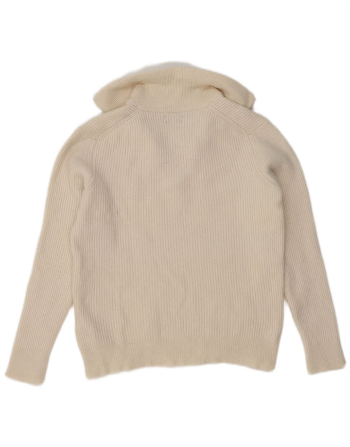 Pulover cu gât polo Massimo Dutti pentru femei UK 14 Lână albă, medie