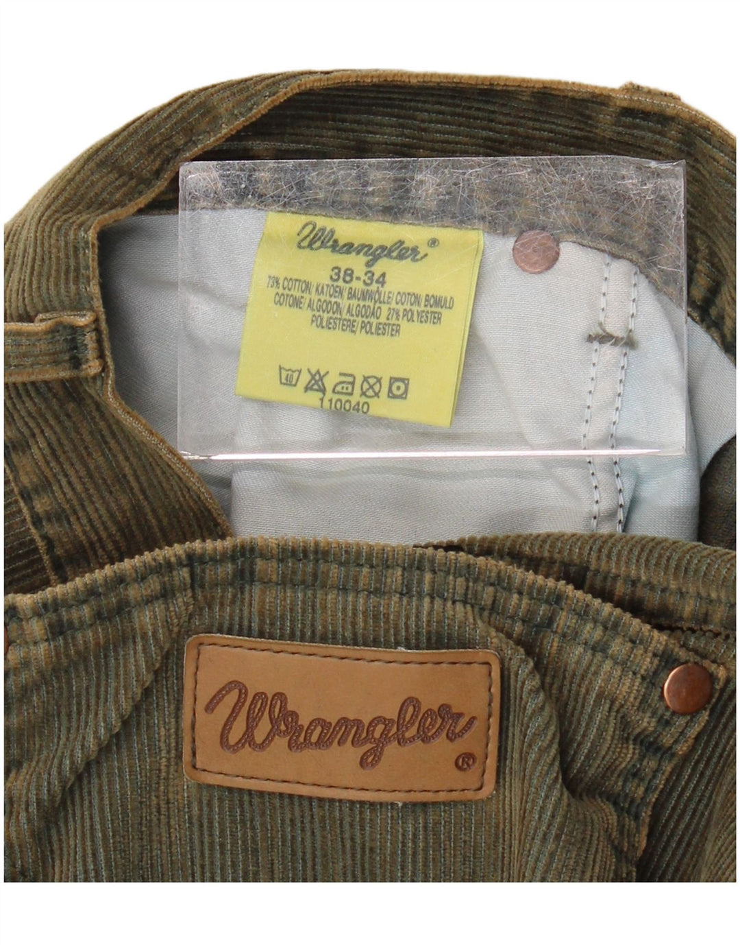 Pantaloni WRANGLER bărbătesc din velur cu velur, W38 L34, bumbac kaki