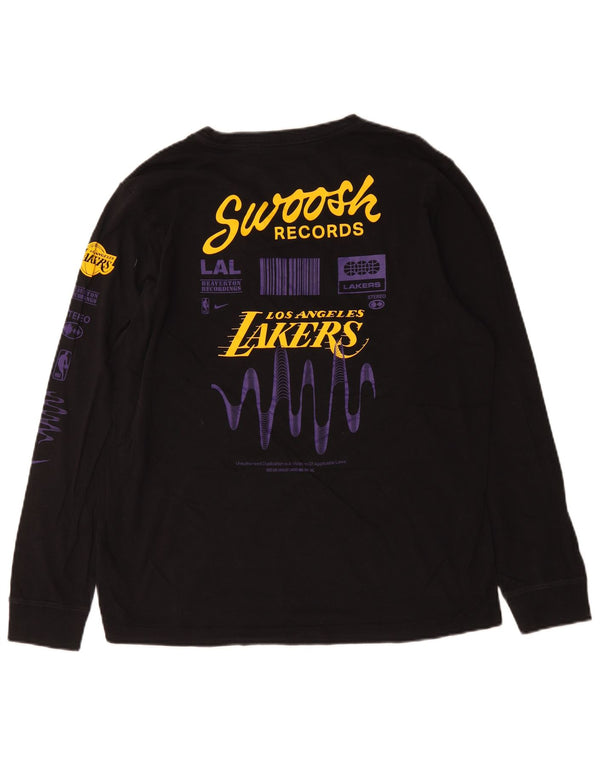 Top grafic Nike pentru bărbați Los Angeles Lakers cu mânecă lungă, mare, negru, bumbac