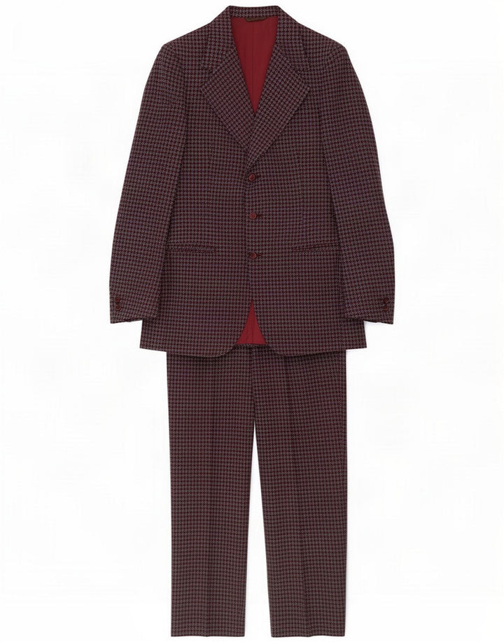Vintage Costum pentru bărbați cu 3 nasturi și 2 piese IT 48 Medium W32 L29 Gri Houndstooth