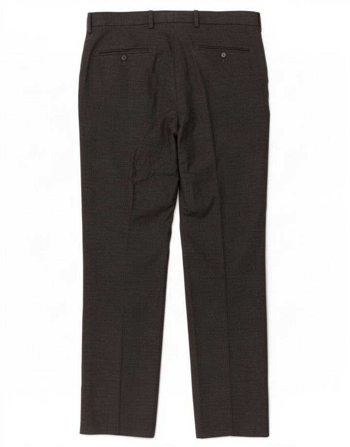 Pantaloni de costum pentru bărbați Marks & Spencer, cu tăiere obișnuită, L34 L31, poliester gri