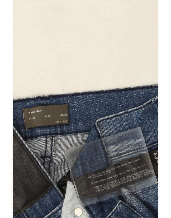 Zara Mens Distressed Slim Jeans EU 40 Medium W31 L28 Blue Colourblock