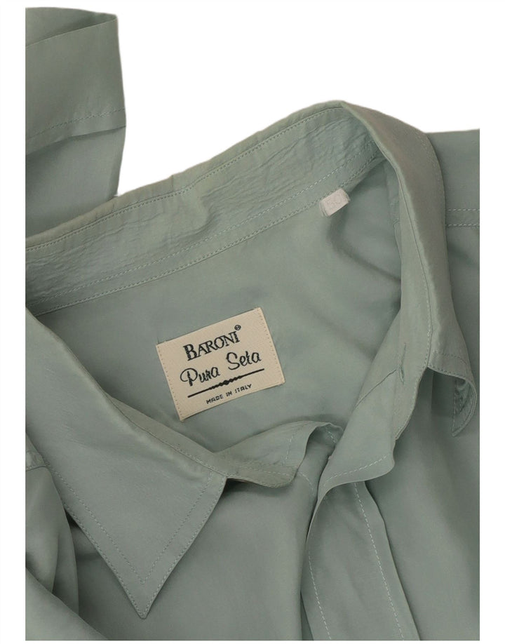 BARONI Cămașă cu mânecă scurtă pentru bărbați IT 50 Medium Green Silk