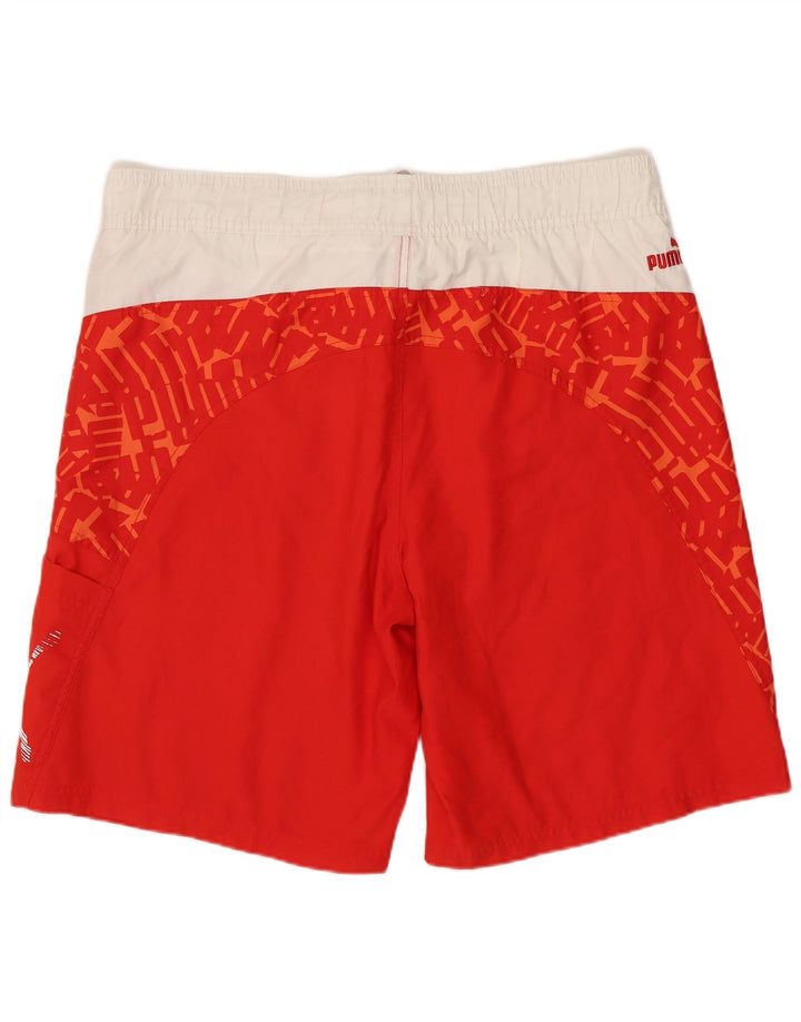 Pantaloni scurți de înot grafic Puma pentru bărbați, roșu mediu, poliester color bloc