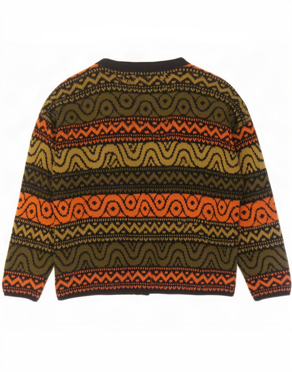 Pulover cardigan supradimensionat vintage pentru femei UK 18 XL multicolor geometric