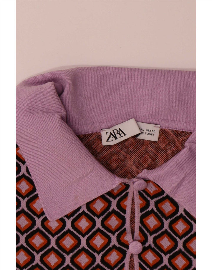 Top cardigan pentru femei Zara UK 16 mare, multicolor, geometric