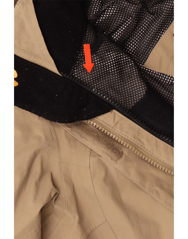 Jack Wolfskin Jachetă de ploaie cu glugă pentru femei UK 12/14 Medium Bej Colorblock