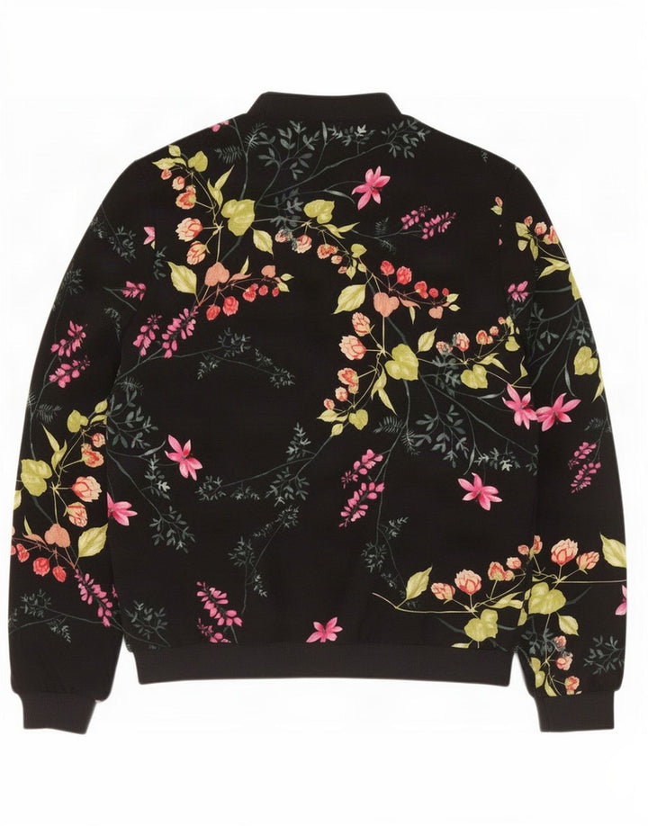Geacă bomber supradimensionată pentru femei Marks & Spencer UK 10 Small Black Floral