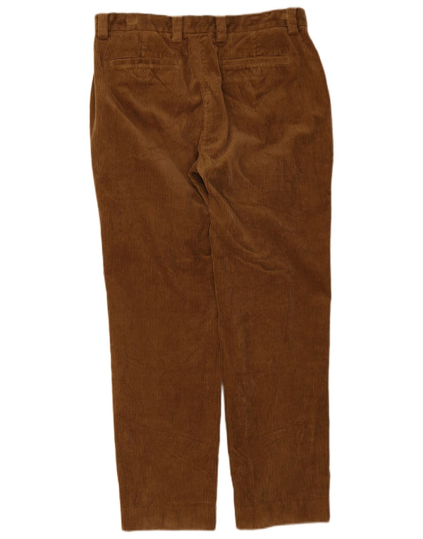 Pantaloni Brooks Brothers pentru bărbați Clark drepti din velur, L34 L30, bumbac maro