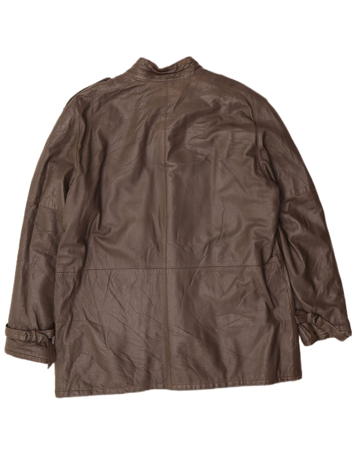 Jachetă militară din piele vintage pentru bărbați IT 56 3XL din piele gri