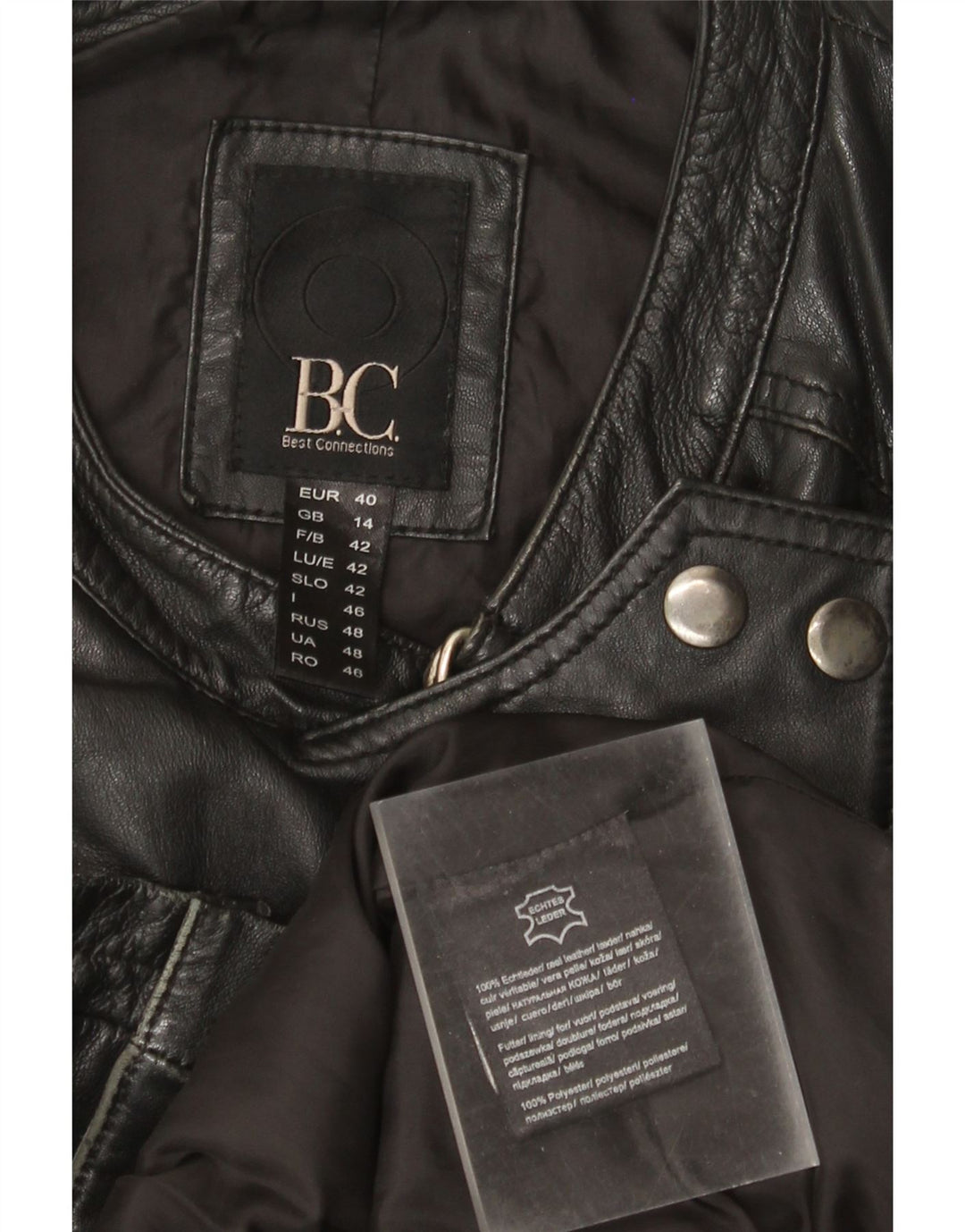 Jachetă de motociclist din piele vintage pentru femei UK 14, mare, neagră