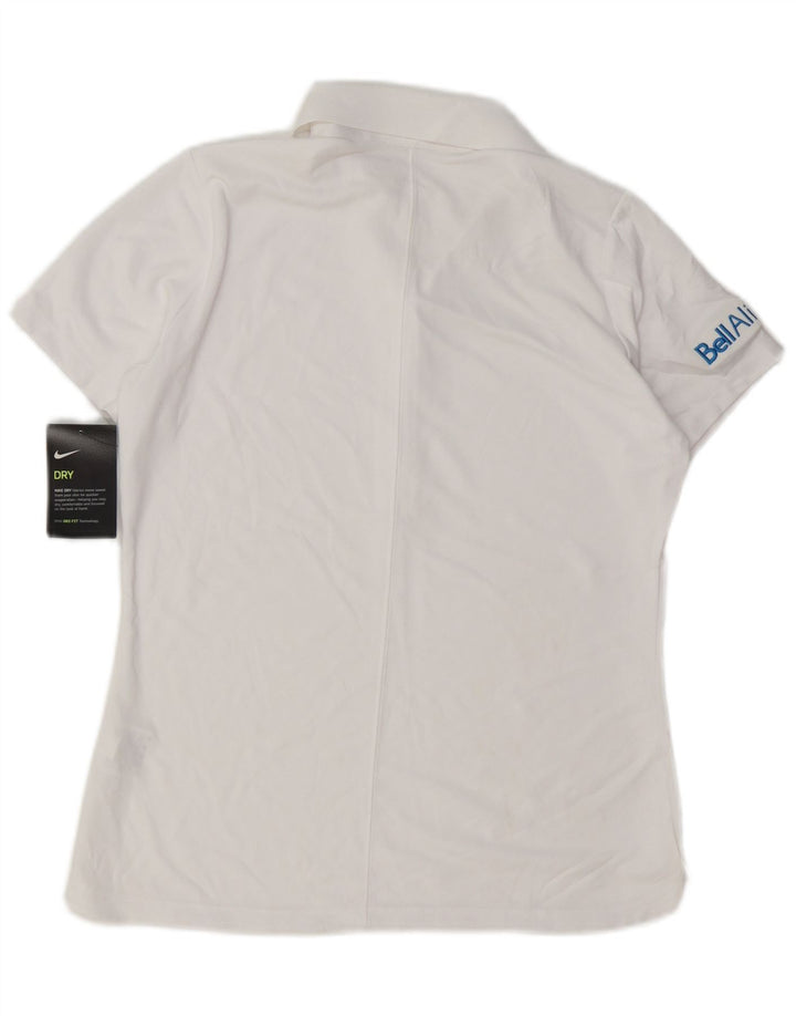 Tricou polo Nike Dri Fit pentru femei UK 12 Poliester alb mediu