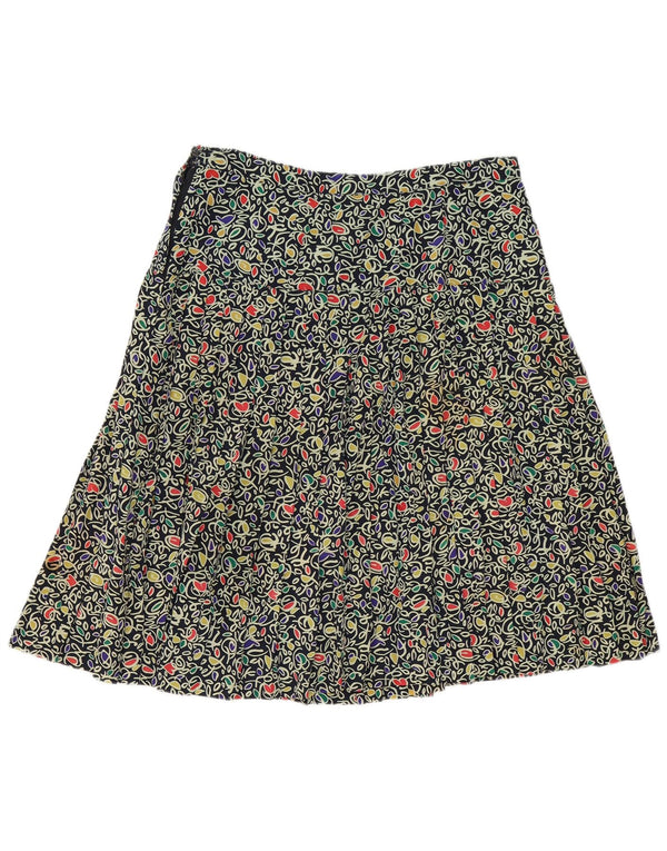 Fusta plisată cu model abstract pentru femei vintage W34 mare multicoloră