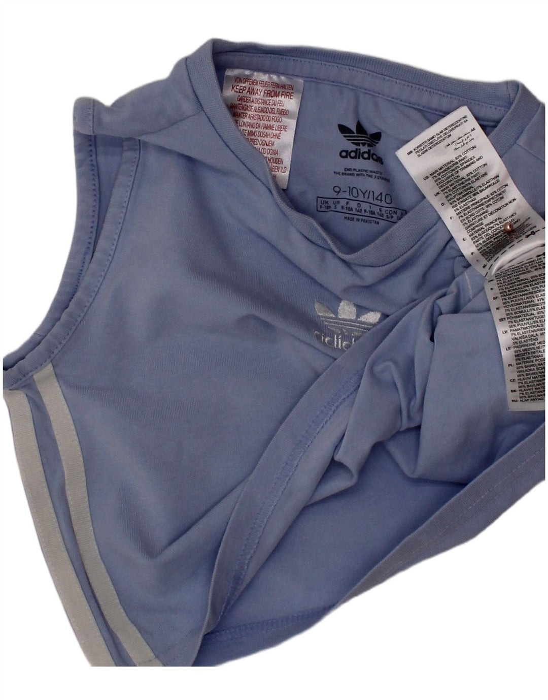 Vestă Crop pentru fete ADIDAS 9-10 ani, bumbac albastru