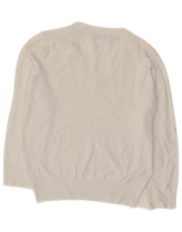 Pulover pentru femeie Zara, cu mâneci 3/4, cu decolteu în V, mic, alb, UK 10