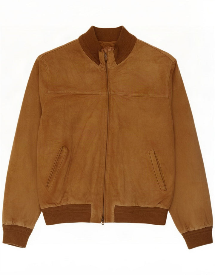 Jachetă bomber de piele intoarsă pentru bărbați Dallas IT 52 XL bej color block