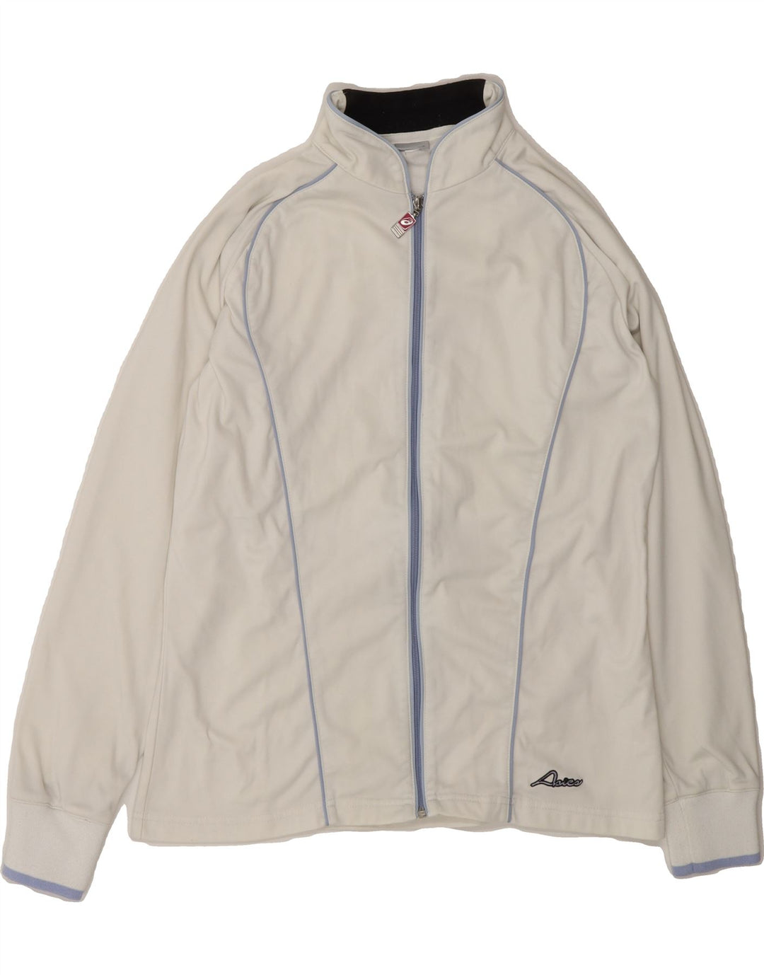 ASICS Womens Tracksuit Top Jacket UK 16 Large White Polyester Vintage Asics and Second-Hand Asics from Messina Hembry 