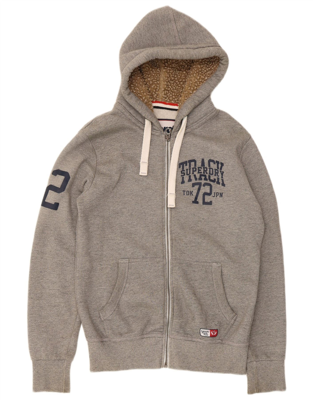 Pulover pentru bărbați Superdry Graphic Zip Hoodie, mare, gri, bumbac