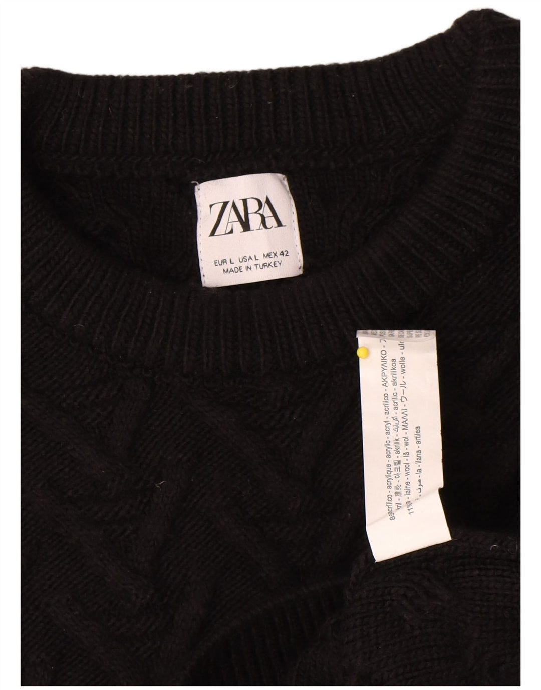 Pulover pentru bărbați Zara, cu decolteu, mare, negru, acrilic